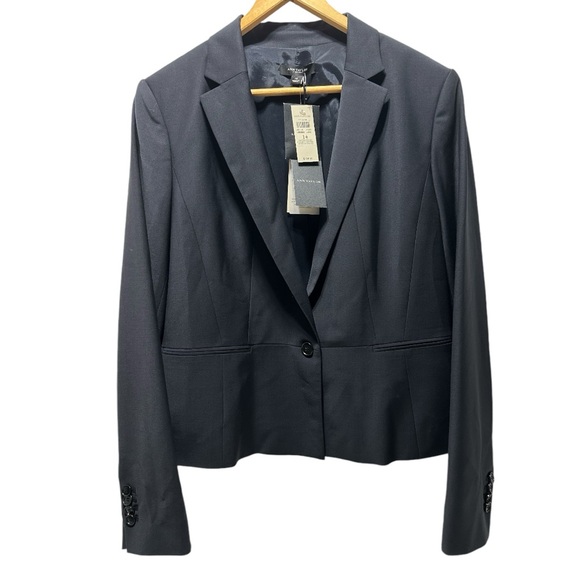 Ann Taylor NWT The One-Button Sophia Blazer in Midnight Blue Tropical Wool - Picture 1 of 12